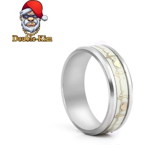 Electrocardiogram Ring Titanium Stainless Steel Material Three Primary Colors Rings Gold Black Classic Fashion Man Jewelry Gift