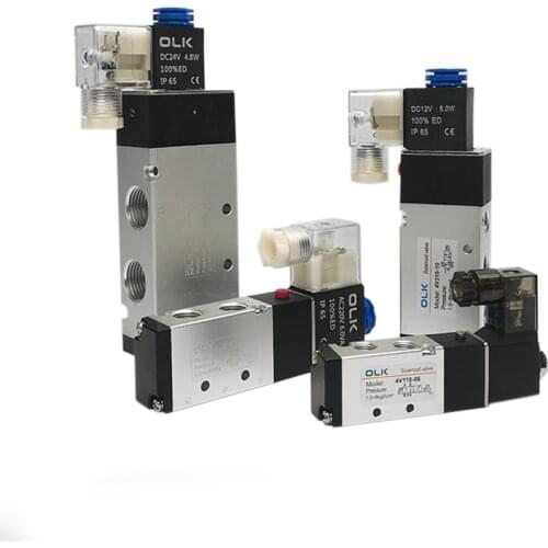 4V110-06 4V210-08 4V310-10 4V410-15DC12V DC24V AC220v AC110V AC36V Air Two-Position Five-Way Electronic Pneumatic Solenoid Valve