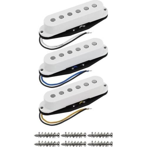 FLEOR 3PCS Vintage Alnico 5 Single Coil Pickup Electric Guitar Neck+Middle+Bridge Pickups White for SSS Guitar Parts
