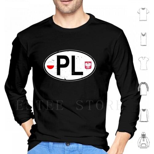 Poland Oval Country Code Decal Hoodie Long Sleeve Poland Country Code Poland Car Oval Poland Oval Poland Polish