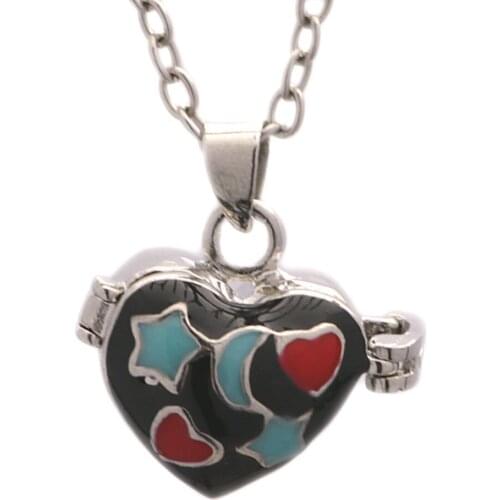 Hot Selling Vintage Heart Shaped Pendant Necklace Openable Glue Dropping Fashion Jewelry for Women Girlfriend Gifts Wholesale