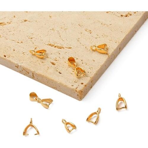 18K Gold 2Pcs Copper Clasps Pinch Clips Bails Charm Melon Seeds Buckle Pendant DIY Necklace Bracelet Connectors Jewelry Finding