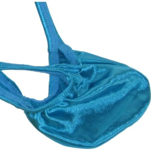 Mens Sexy Thong Bulge Low Rise string thong g4039 shiny silky Satin Knit turquoise gold