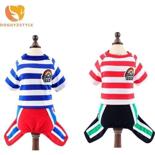 Pet Dog Clothes Spring Autumn Striped Pet Jumpsuit Sports Suit Puppy Cat Pajamas Pets Apparel For Small Medium Dogs DOGGYZSTYLE