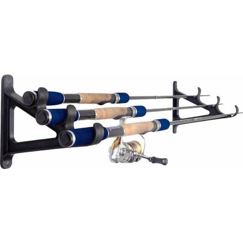 One Pair Fishing Rods Storage Holder Rack Wall Bracket Wall Mount Fishing Pole Rack 3 Rods Holder