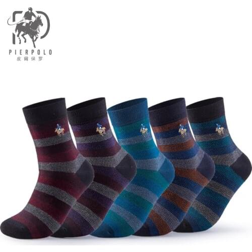 PIER POLO Brand Men Socks Embroidery Socks Cotton Meias High Quality Mens Dress Socks Deodorant Fashion Happy Socks
