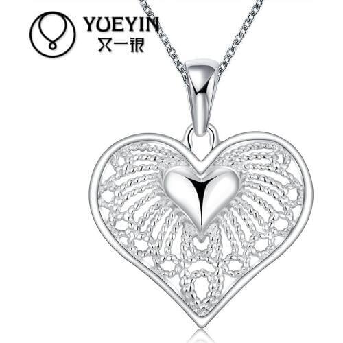 Silver plated Necklace pendant charm chain Engagement jewelry silver plated Necklace Damen Halskette Christmas gifts