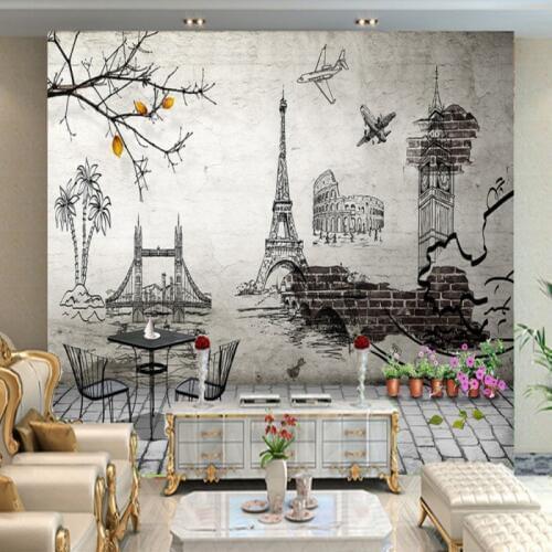 Dropship Colomac White And Black Wallpaper Hand-Painted Minimalist Wall Painting 3d Foto Mural Wallpaper Bedroom Papier Peint