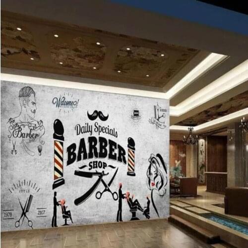 Retro Hair Salon Background Wallpaper Mural for Hairdressing Barber Shop Background Wall Decor Modern 3D Papel De Parede