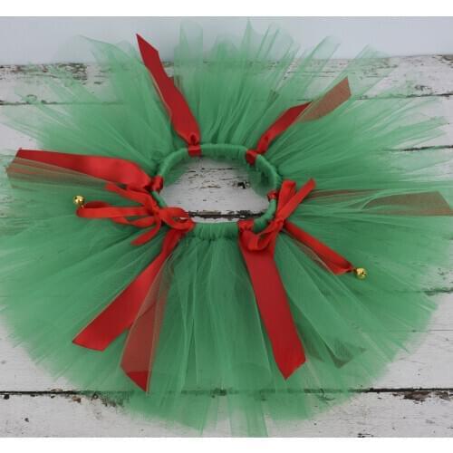 Girls Christmas Tutu skirt Green Fluffy Tutus Kids Xsmas Costume for toddlers Santa headband Set Kids Christmas Gift