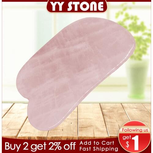 Rose quartz Massage powder crystal Natural Rose Quartz Guasha Scraping Beauty Kit Simming Arm Leg V Facial Plate