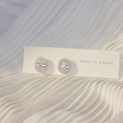 New Design 14K Gold Plated Simple Geometric Stud Earrings For Women Luxury Jewelry Zircon Earrings