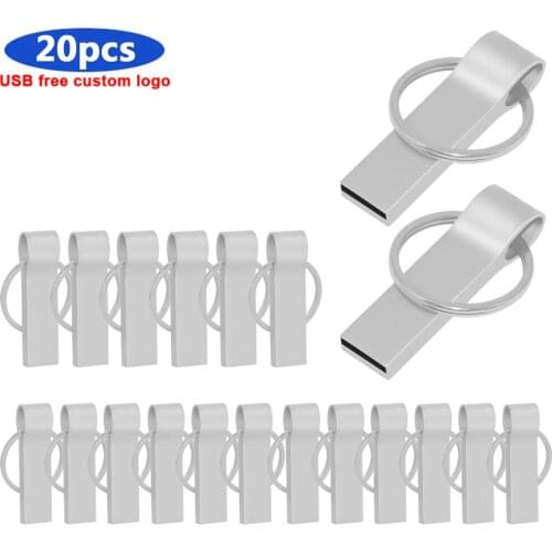 20pcs/lot free logo 128GB 64GB 32GB 16GB 8GB USB Flash Drive Metal Waterproof Memory Stick USB 2.0 Flash Drive Pen drive