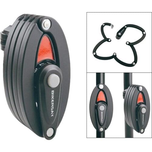 Bike Folding Lock Heavy Duty 7 Joints Chain Lock with Storage Bracket Portable Fold Lock Compact Bicycle Security Locks