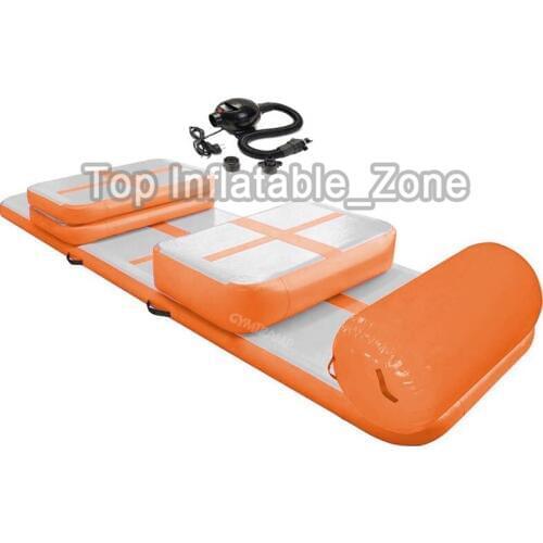 Total 6pcs Air Track Set With Pump On Sale Drop Stitch Material Tumbling Mat/Air Board/Air Block/Air Barrel For Gymnastic Cheap