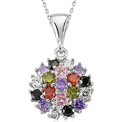 Real Silver 925 Jewelry Silver Color Cubic Zirconia Women Necklace