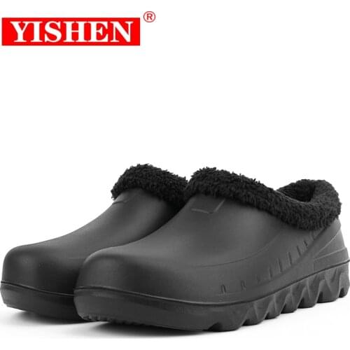 YISHEN Winter Mens Rain Boots Warm Snow Boots Non-Slip Chef Shoes Men Waterproof Fishing Shoes Man Water Boot Rubber Work Shoes