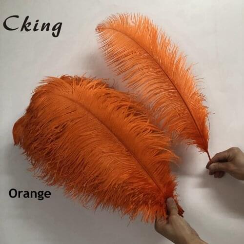 100Pcs/Lot Orange Natural Thin rod Ostrich Feathers For Crafts 15-60CM Carnival Costumes Party Home Wedding Decorations Plumes