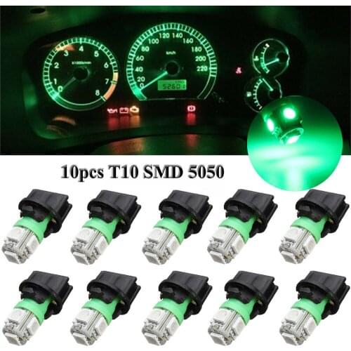 12V DC Car light socket Parts T10 5050 SMD 3 Tri-Chips 10pcs 2023378 Bulbs Instrument Panel