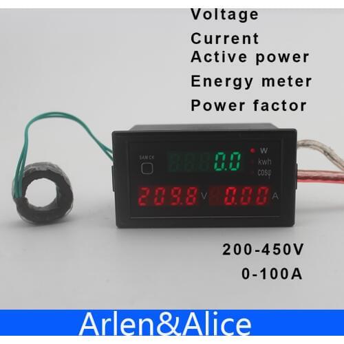 200-450V 0-100A D69 LED display panel meter voltmeter ammeter with active and Electric energy and power factor Energy meter