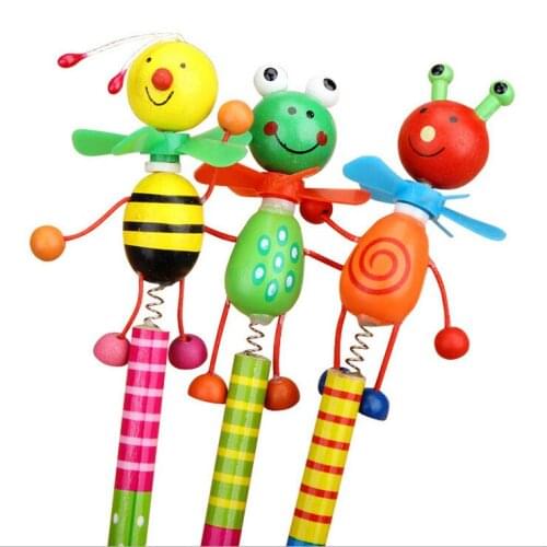 24Pcs New Windmill Animal Doll designs Non-toxic lead free wooden pencils for school students writing prize/HB/ for drawing