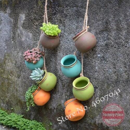 4 In 1 Hot 100% Handmade Ceramic Plant Hanger Multicolor Flower /pot Hanger for Wall Decoration Countyard Garden
