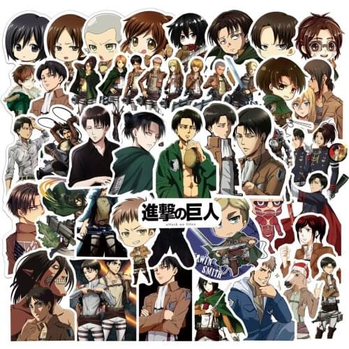 50Pcs New Cartoon Anime Attacking Giant Graffiti Stickers Luggage Waterproof Laptop Stickers Gifts For Children