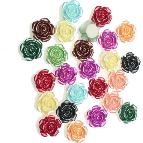 50Pcs Mixed Resin Flowers Crafts Decorations Flatback Cabochon Scrapbooking For Embellishment Nail Stickers DIY Accessories