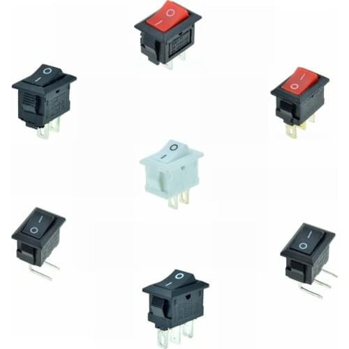 Car Rocker Switch 3A 250VAC/6A 125VAC 12V 2Pins 3Pins 2 Positions ON/OFF ON/ON SPST SPDT 13x9mm Hole Boat Switch Red Black White