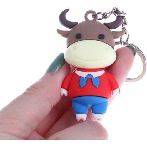 1Pc 2021 Year of the Ox Keychain Cow Doll Keychain Car Key Chain Bag Pendant Keyring key storage car key ring