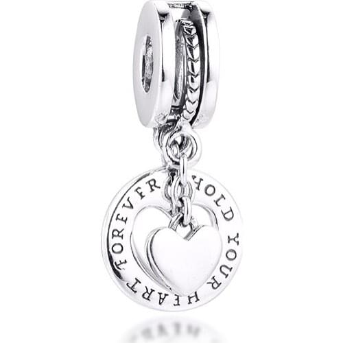 CKK Hold Your Heart Split Charms 925 Original Fit Pandora Bracelets Sterling Silver Charm Beads for Jewelry Making Women