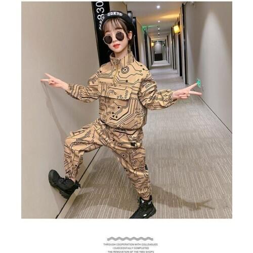 Christmas Fashion Boys Girls Sports Tracksuit Spring Autumn Kids Children Casual Print Letters Coat and Pants Clothes Set Outfit