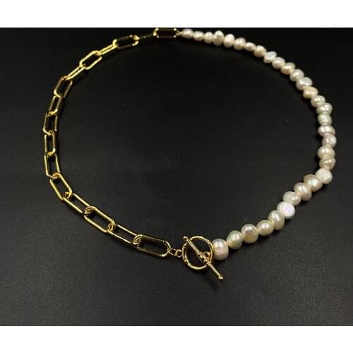 European and American OT Buckle Irregular Freshwater Pearl Clavicle Chain Choker Necklace Women Wedding Bridal Jewelry