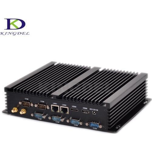 Kingdel i7 Fanless Computer Industria Mini PC Core i3 i5 i7 2*Intel Gigabit NICS 6*RS232 Slim Computer 300M Wifi 2*HDMI Windows7