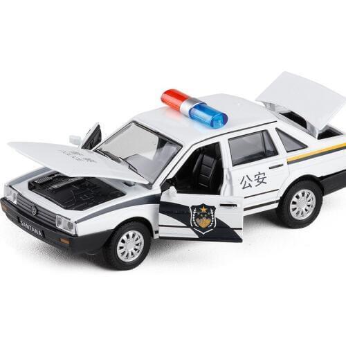 Classic hot sale 1:32 Santana car alloy model, simulation childrens sound and light pull back metal car model,free shipping