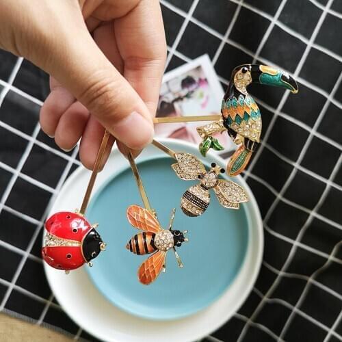 KOMi Buy 3 Get 1 gift contact us remark Barrettes Bee Hair Flower Clip Pins Hair Jewelry Rhinestone Hair Accessories Hairpins