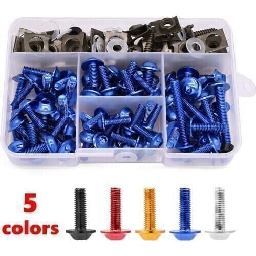 175PCS Motorcycle Fairing Bolts Screw Aluminum Bodywork Screws Nut Kit For Kawasaki kx 85 125 250 250f 450f KLX125 KLX250 KDX125