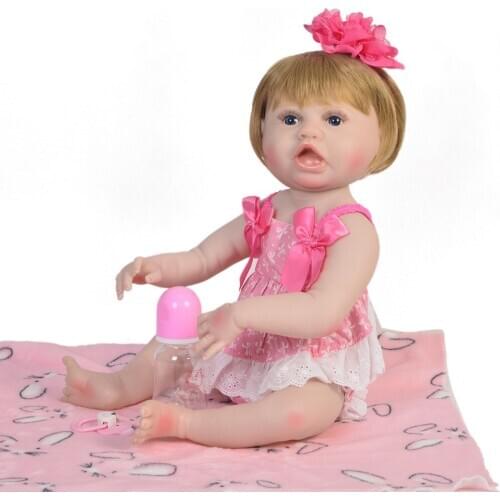 New design girl reborn full vinyl silicone baby dolls 23"57cm Reborn menina realista bonecas fashion birthday gift toy doll