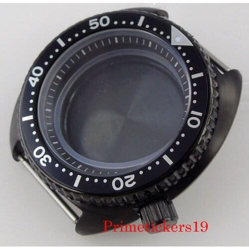 45mm Brushed Black PVD Rose Gold Plated Watch Case For NH35 NH36 Movement Sapphire Glass Ceramic Bezel Insert Multicolor Chapter