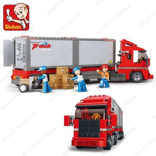 Minifigure Urban Double Container Freight Car Transport Truck Enlighten Build Block City Brick Educational Toy Gift For Children