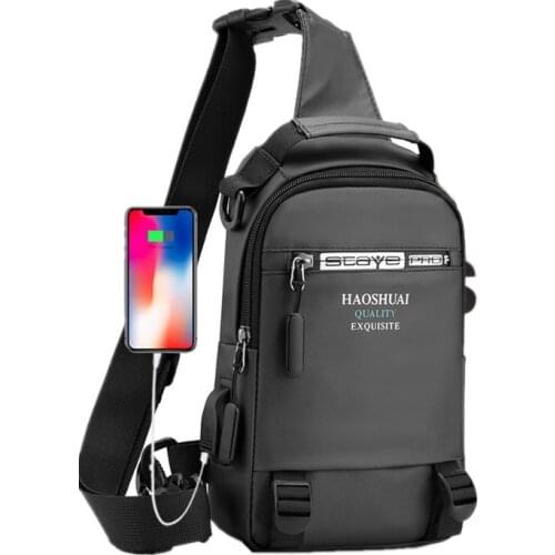 New Multifunction Crossbody Bag for Men USB Charging Shoulder Messenger Bags Male Waterproof Short Trip Chest Bag Male Daypack