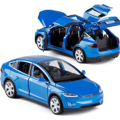 1:32 Tesla Model X Alloy Car Model With Pull Back Electronic toy with Simulation lights and Music Model Car Toys For kids Gift