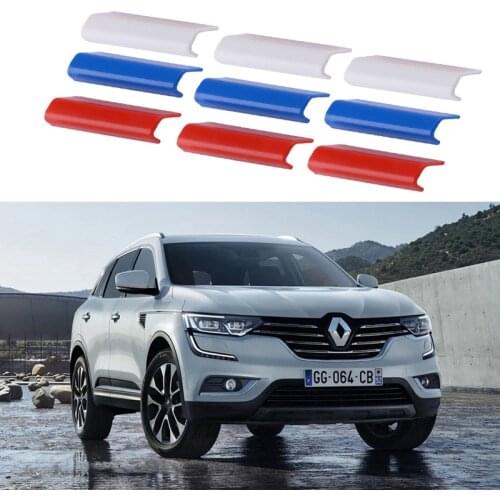 9Pcs Plastic Car Front Grille Grill Cover Trim France Flag Color Fit for Renault Koleos Latitude Fluence Coupe Megane Clio