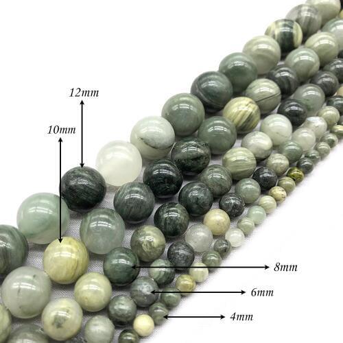 Natural Stone Deep Green Unakite Stone Round Loose Charm BeadsFitMulti-purpose Jewelry Making 4 6 8 10 12MMPick Size J292