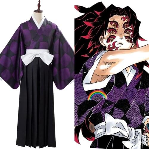 2020 New Demon Slayer: Kimetsu no Yaiba Cosplay Kokushibou Costume Upper Moon One Tsugikuni Michikatsu Uniform Kimono Suit