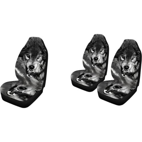 F1CF Full Cover Front or Rear Seat Covers For Most Car Seat Protector Wolf Printing