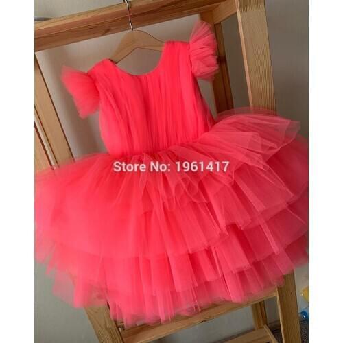 New Baby Girls Dresses for Ceremony Clothing Birthday Party Elegant Wear Girls Princess Tiered Dress