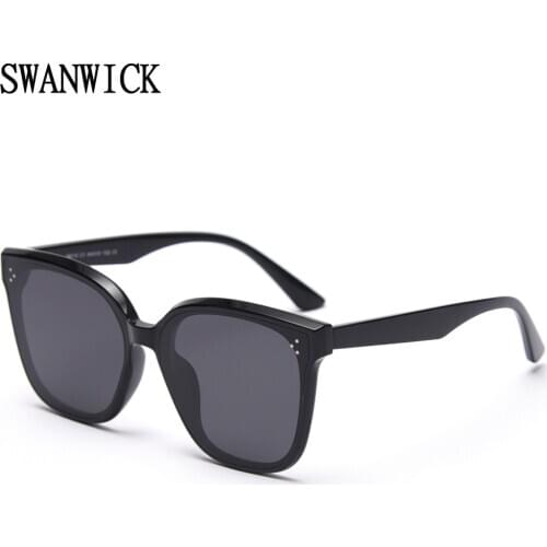 Swanwick polarized sunglasses women rivets square sun glasses men driving oversized eyeglasses black grey Summer fashion style