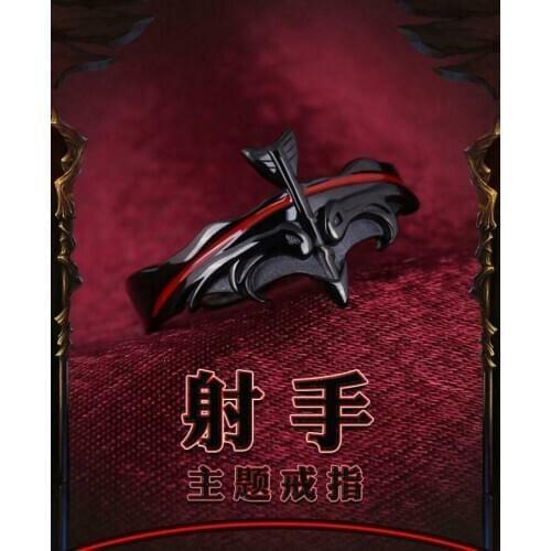 Anime Original Design The Zodiac Sagittarius Shooter Black Magic Ring Fashion 925 Sterling Silver Ring Cosplay Prop Jewelry Gift