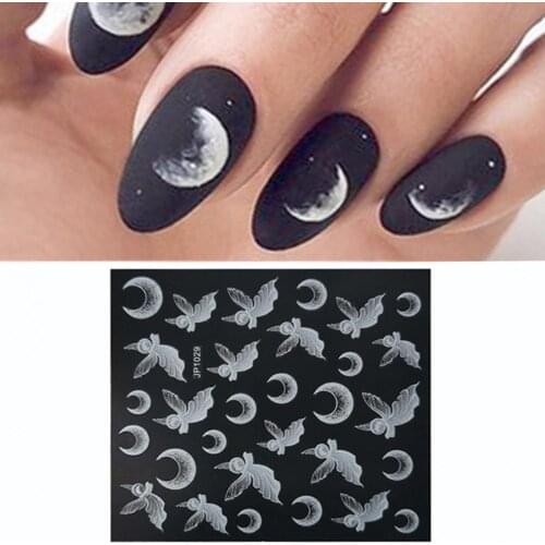 Transfer Decals Long Lasting Makeup Tools White Butterfly Moon Shape Nail Art Sticker for Professional Use